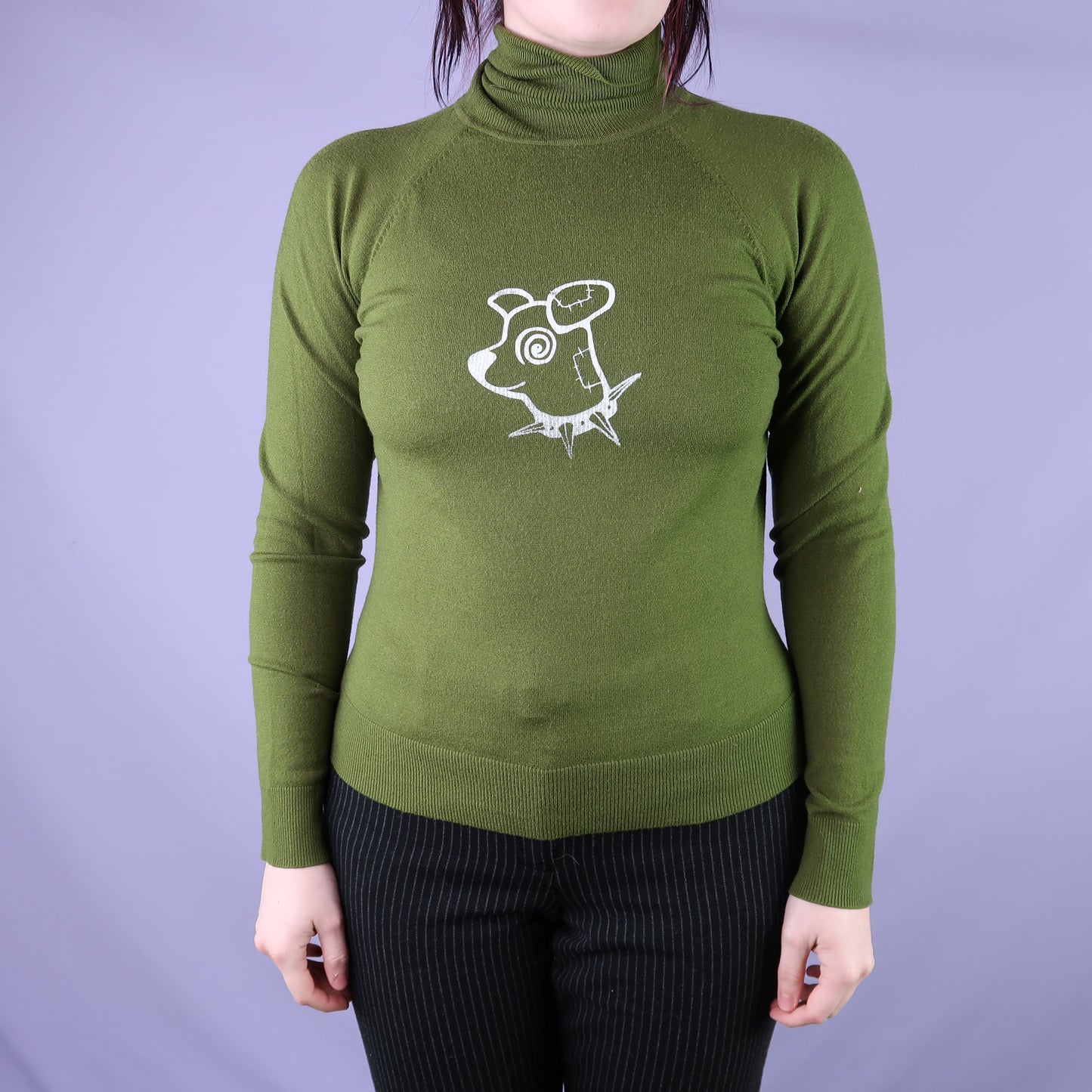 "Patches the Dog" Green Turtleneck - Small