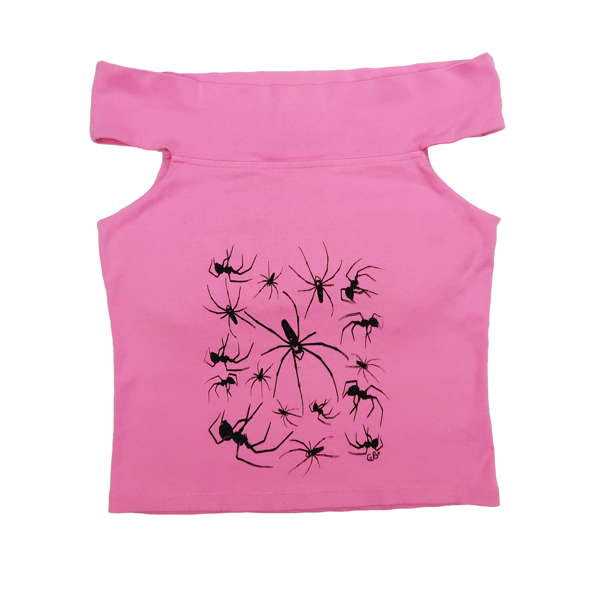 "I Love Spiders" Pink Over-the-Shoulder Top - Medium