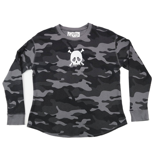 "Grim Skull" Gray Camo Thermal Top - Large