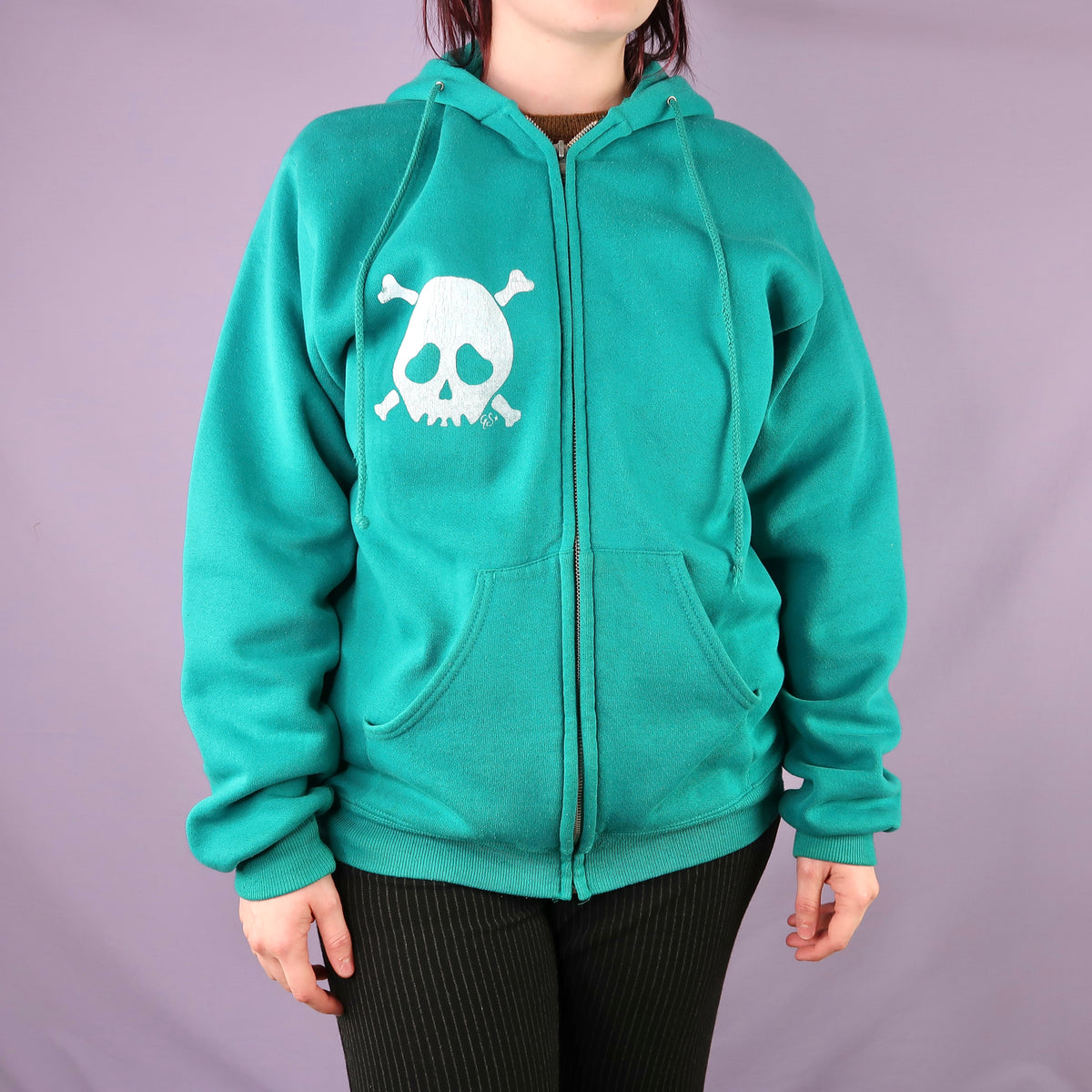 "Grim Skull" Teal Jacket - Medium
