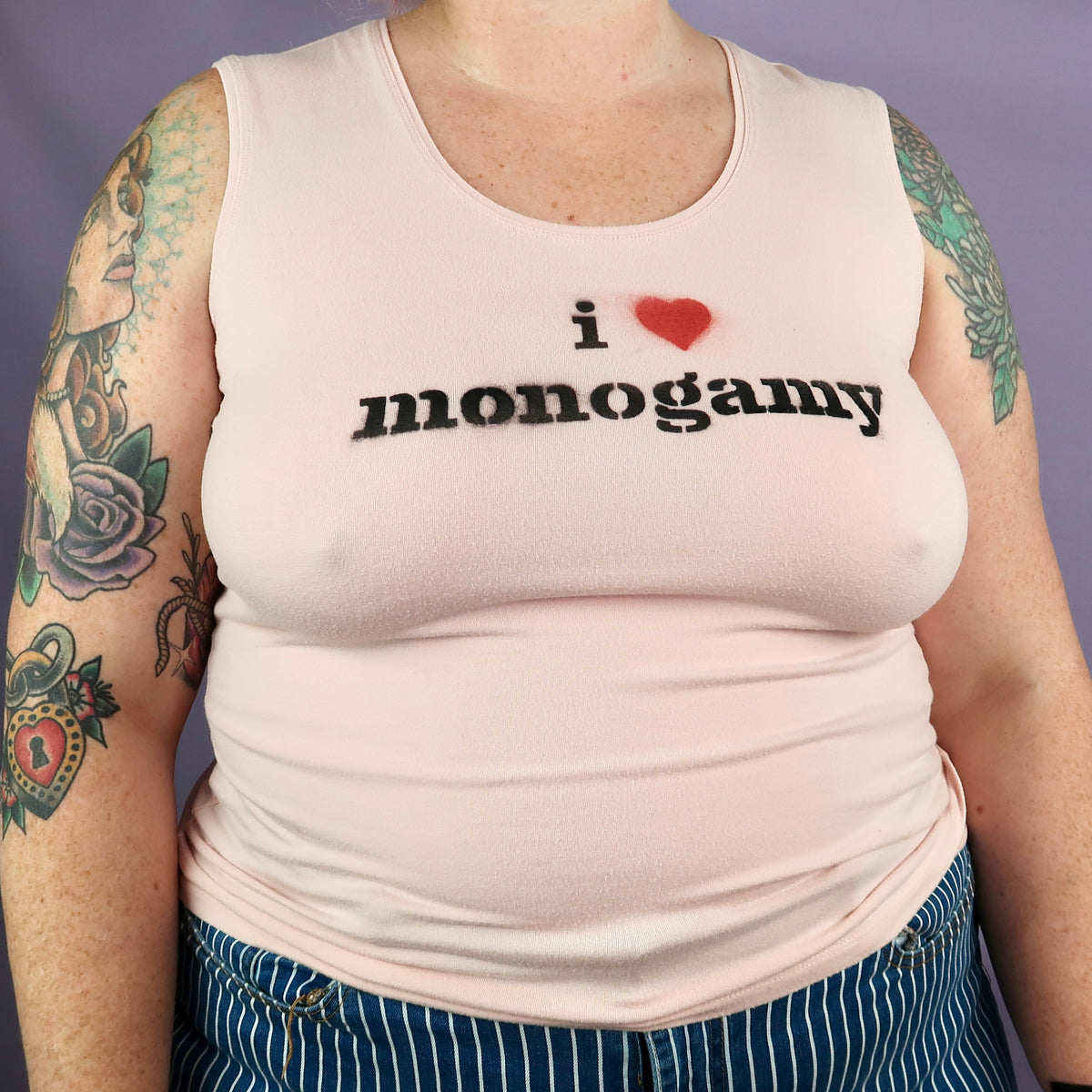 "I Love Monogamy" Pink Tank Top - 2XL